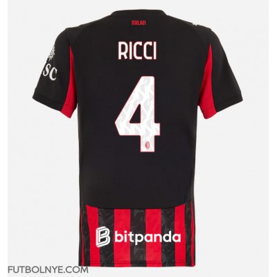 Camiseta AC Milan Samuele Ricci #4 Primera Equipación para mujer 2025-26 manga corta Camiseta AC Milan Samuele Ricci #4 Primera Equipación para mujer 2025-26 manga corta